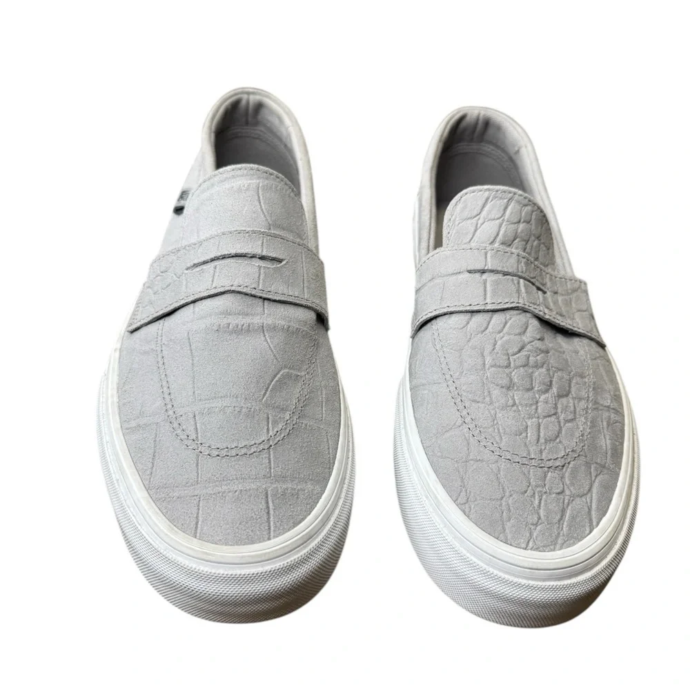 👟 Vans Embossed Grey Suede Slip-On‎ Shoes Men’s 11 🐊✨